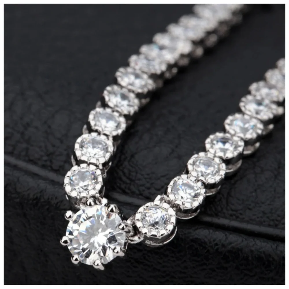 💐 The Natlah Swarovski Crystals Tennis Necklace Earring Set - Picture 2 of 6